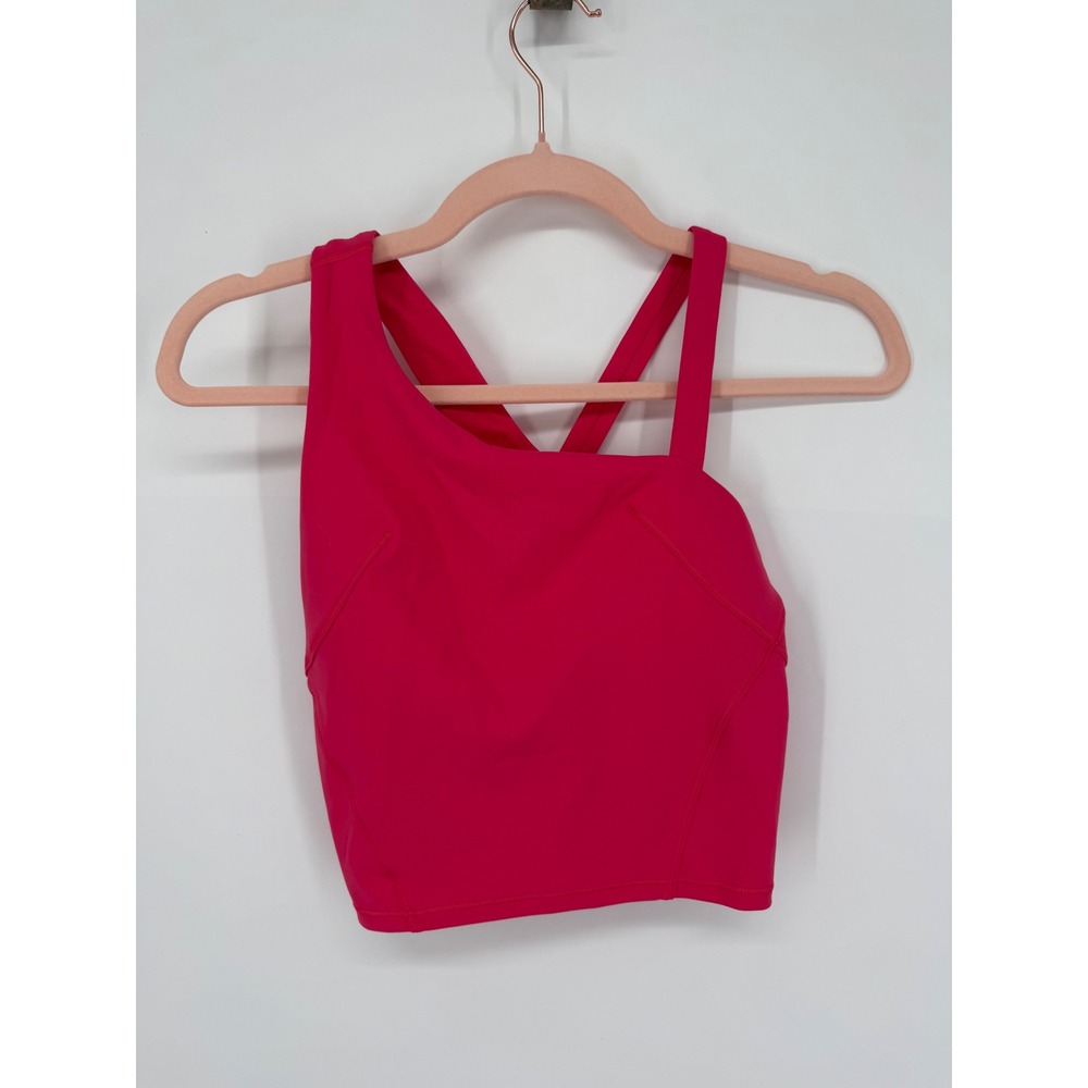 Lululemon Asymmetrical Yoga Tank Top Women 2 Pink Nulu Align Bra LW1EISS